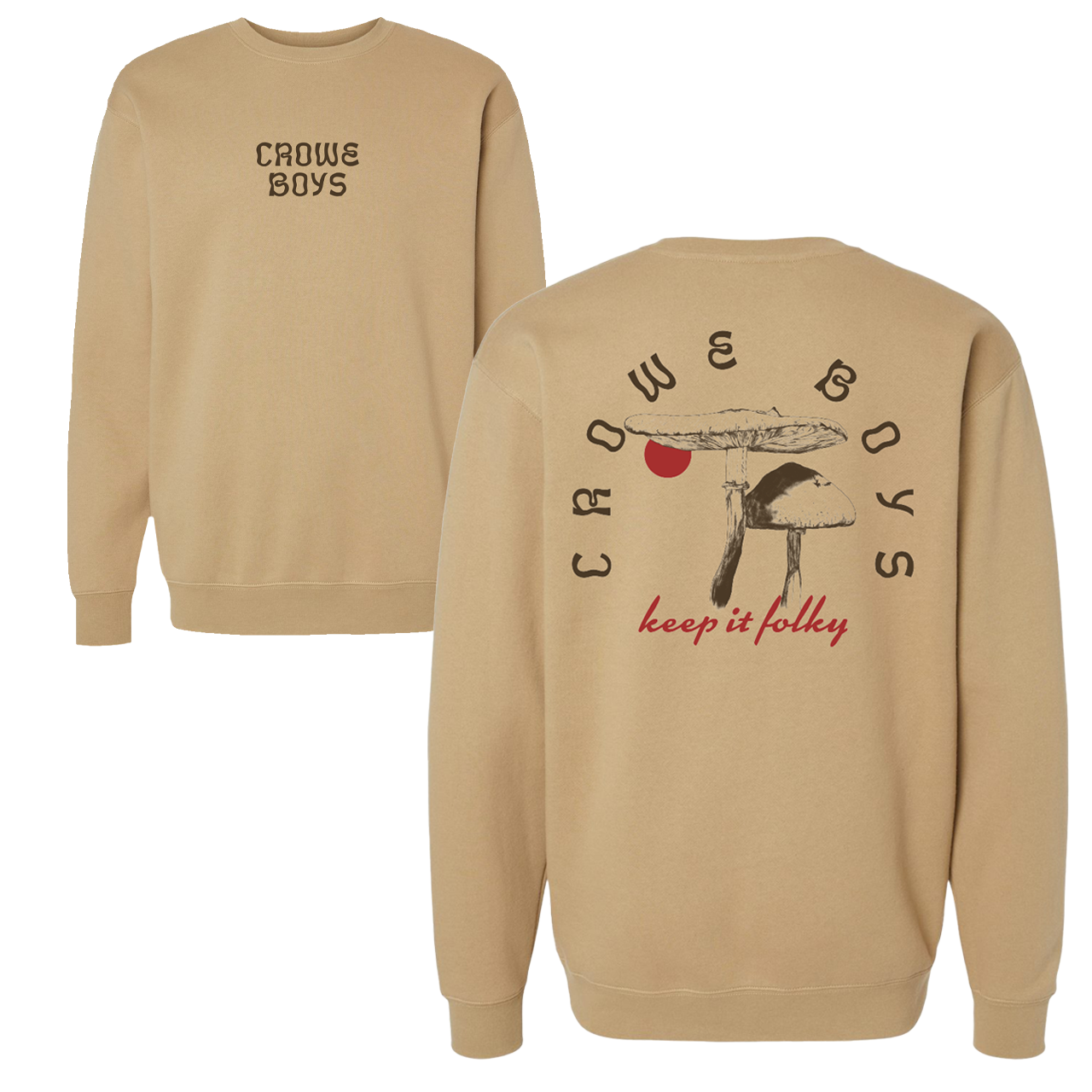 crowe boys tan mushroom crewneck