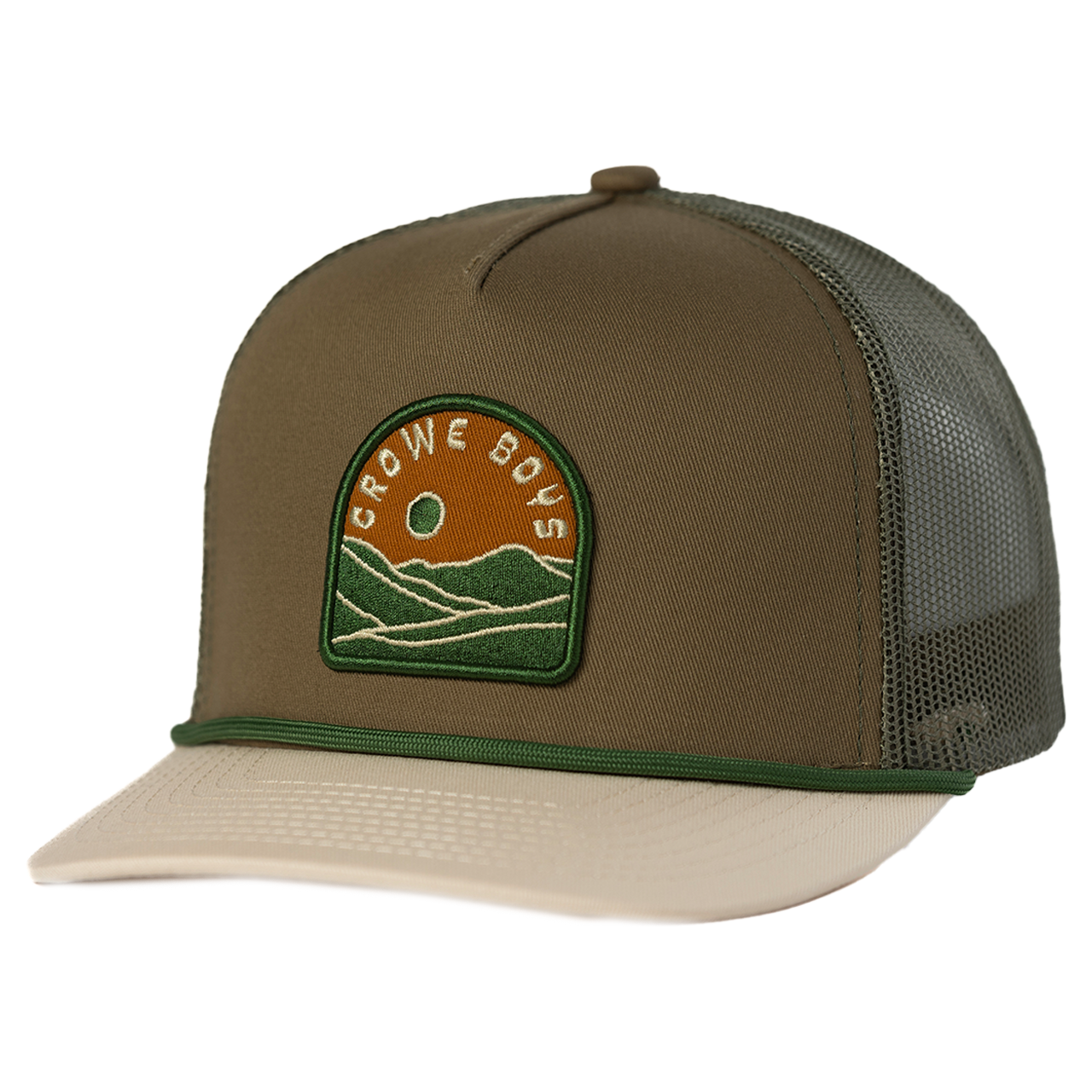 olive green and cream two tone desert dunes hat
