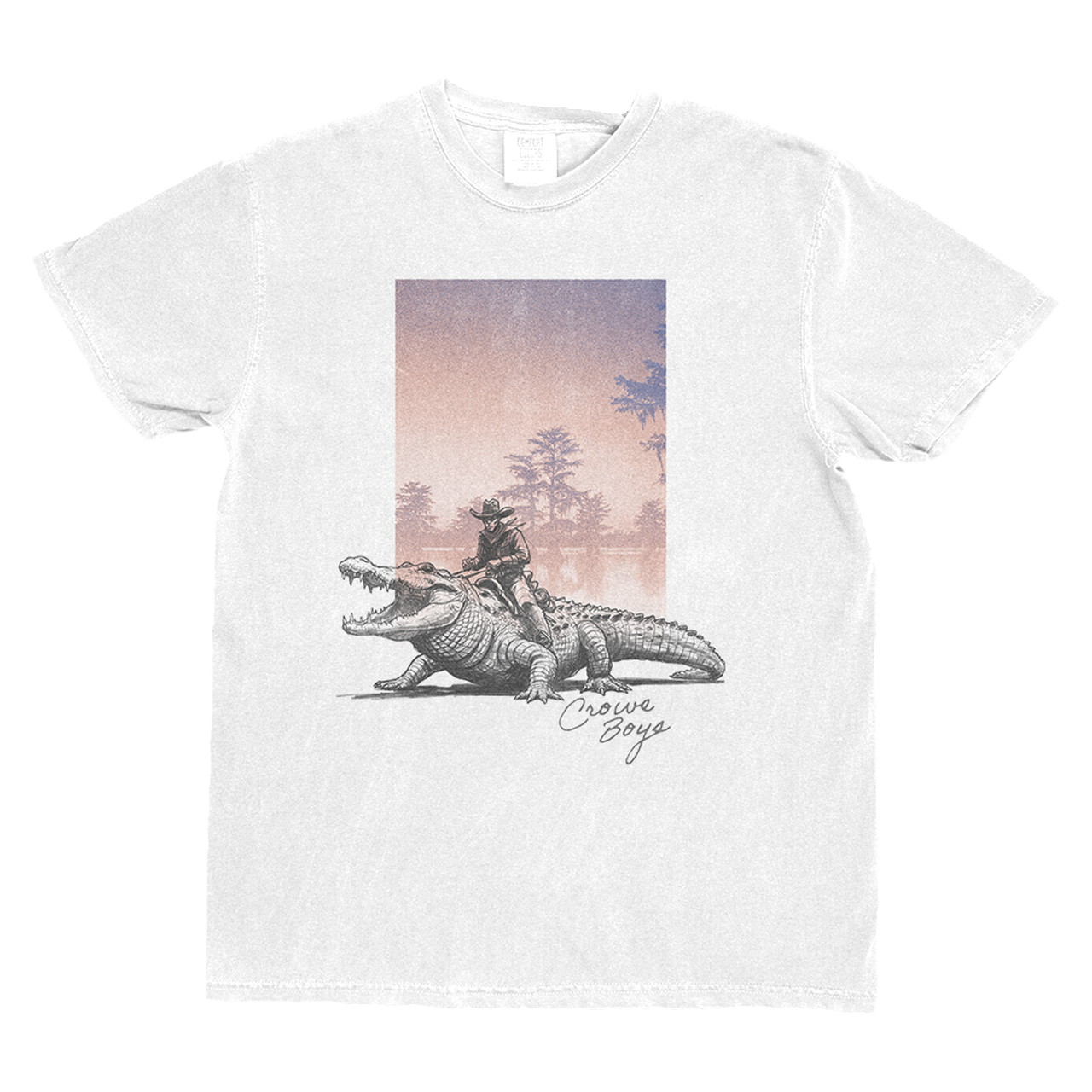 Crowe Boys white short sleeve tee with Alligator design